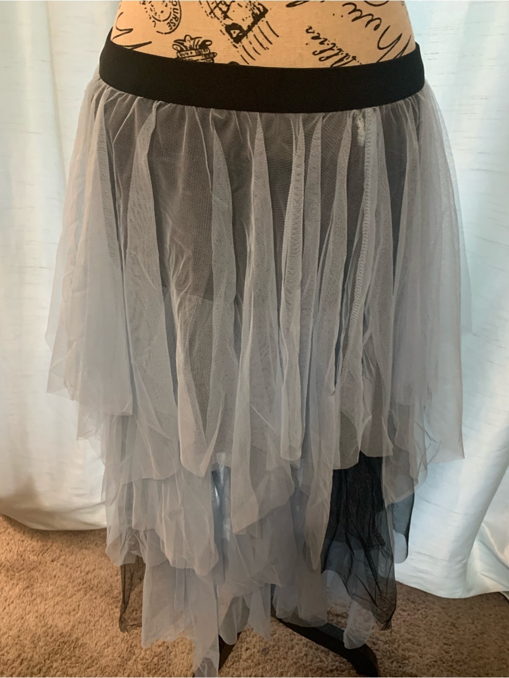 Layered Blue Tulle High-Low Skirt